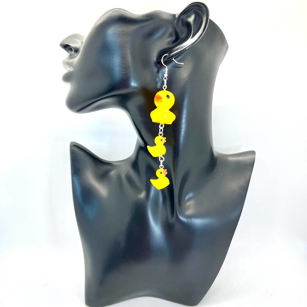Large Rubber Duck Family Chain Earrings - Farm Earrings - Zoo Earrings - Picture 8 of 10